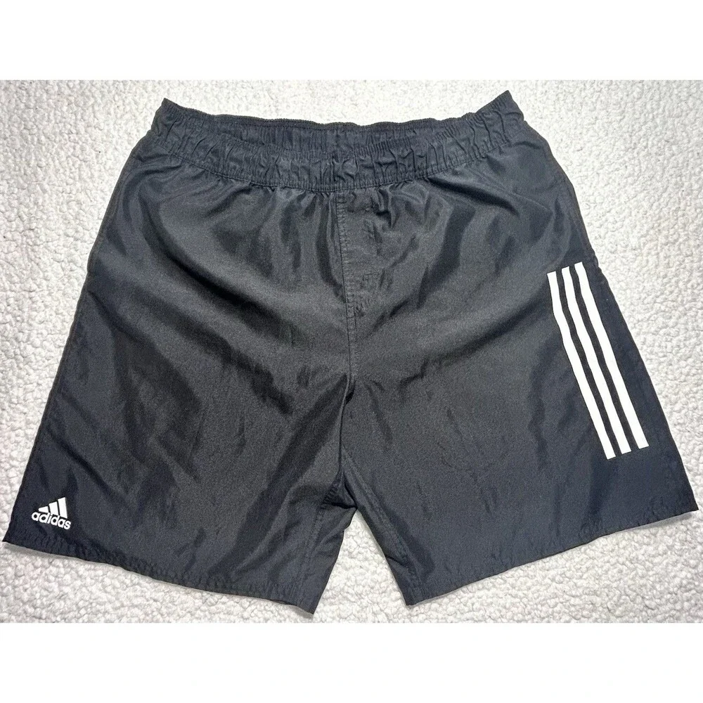 Adidas Mens Black Swim Trunks Shorts Mesh Liner Size XL Three Stripes Vietnam